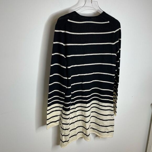 J. McLaughlin Striped Wool Open Long Cardigan Sweater Black White Size S Small - Picture 5 of 6